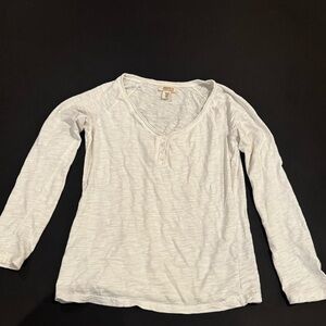 Route 66 White Slub Henley Shirt Small Long Sleeve Cotton Casual Top